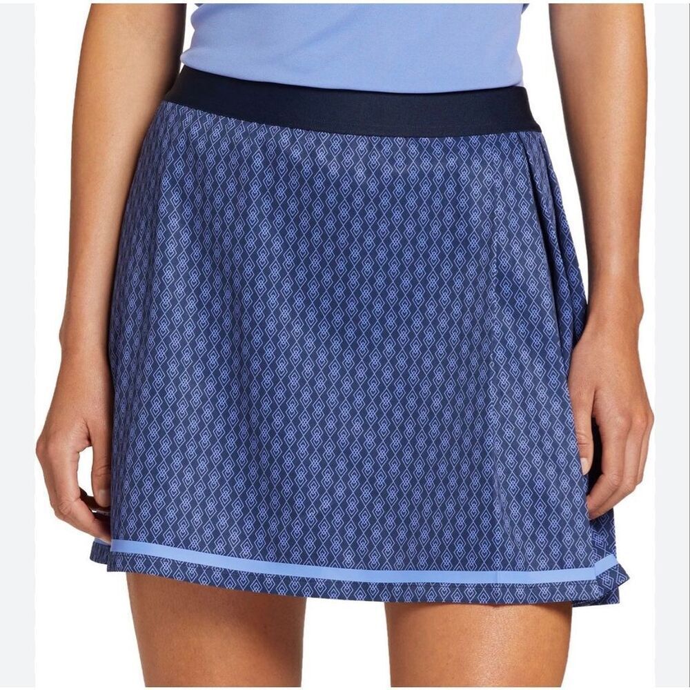 Lady Hagen Side Pleat Golf Skort navy argyle geometric pattern sz XXL NWT